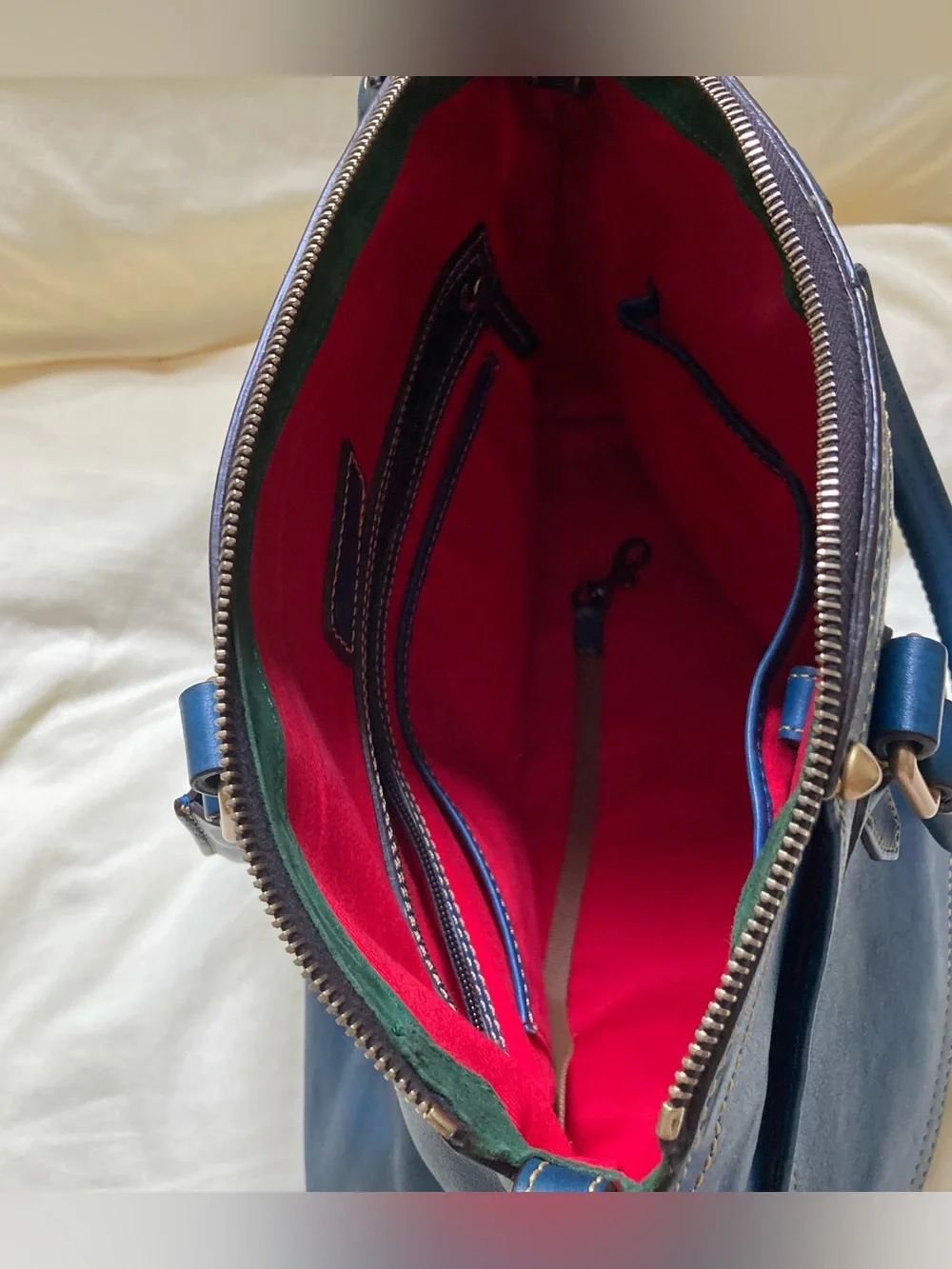 Dooney & Burke leather florentine clayton satchel teal